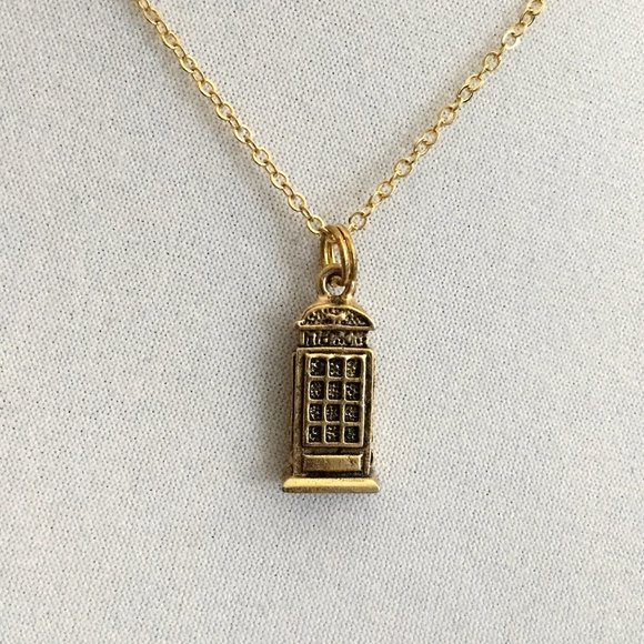 Miniature Telephone Booth London Phone Booth Payphone Phone Box Charm Necklace - Picture 1 of 4